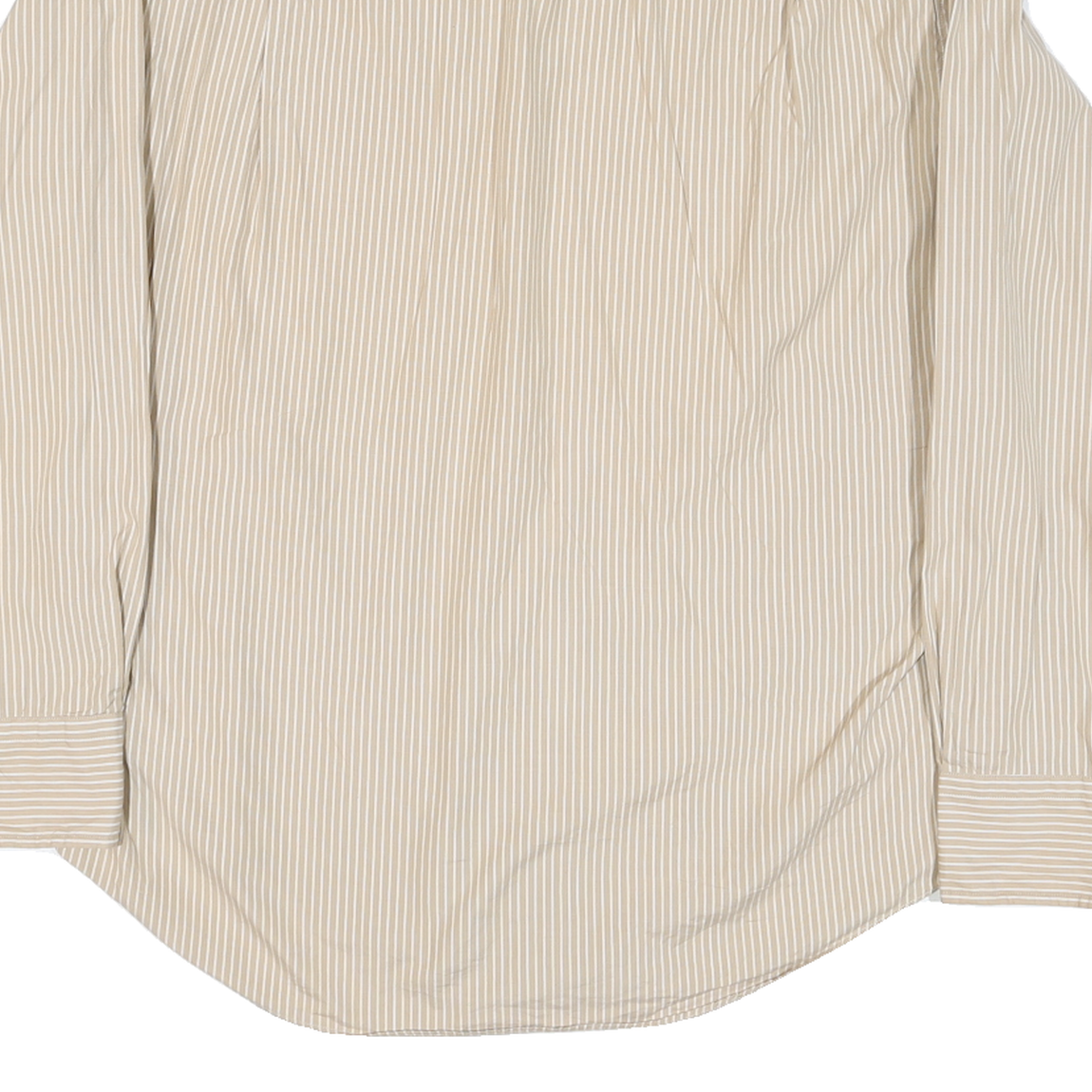 NAUTICA Mens Beige & White Striped Shirt M Classic Cotton Blend Casual Long