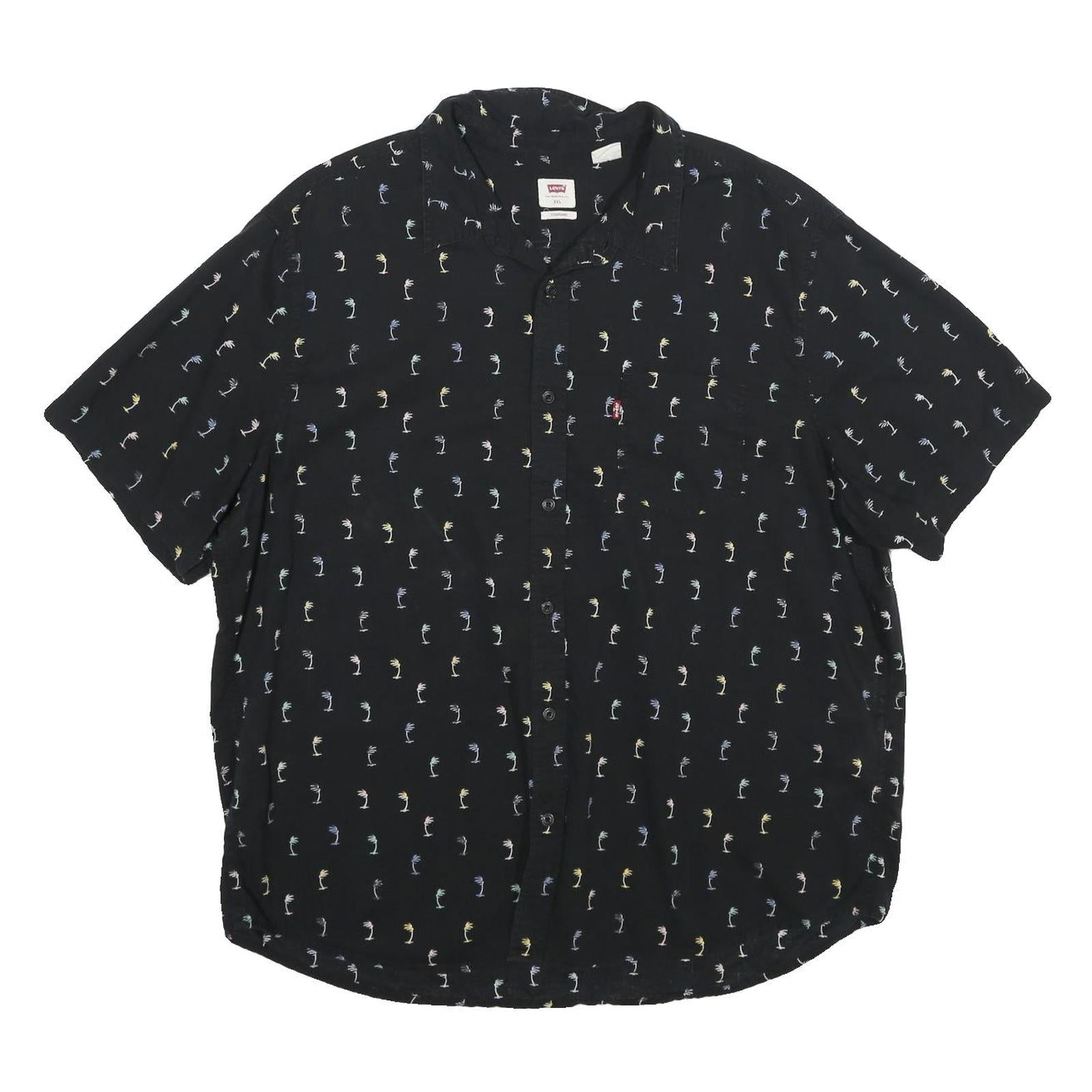 LEVI'S Mens Black Shirt 2XL Cotton Blend Short Sleeve Casual Printed