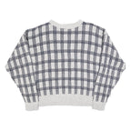 AMERICAN SPIRIT Womens Grey & Navy Patterned Cotton Blend Jumper Crew Neck L