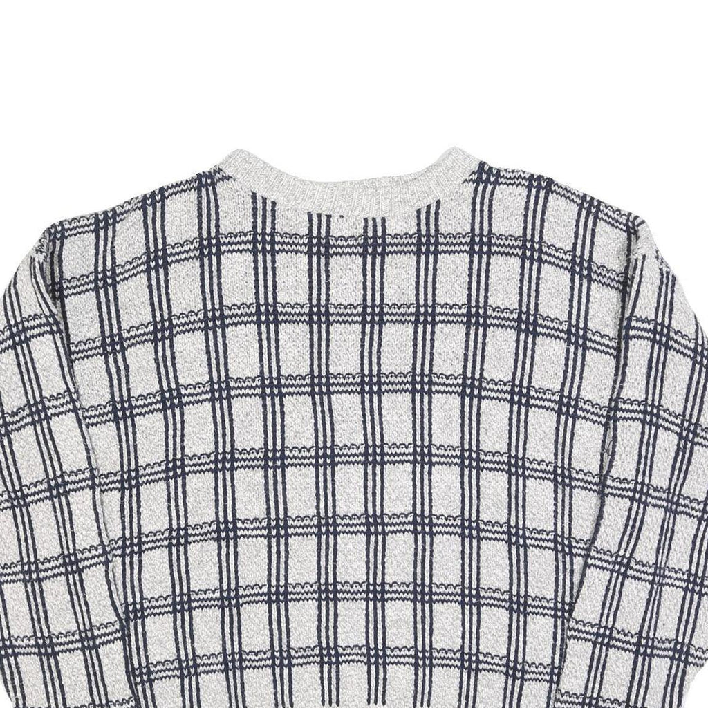 AMERICAN SPIRIT Womens Grey & Navy Patterned Cotton Blend Jumper Crew Neck L