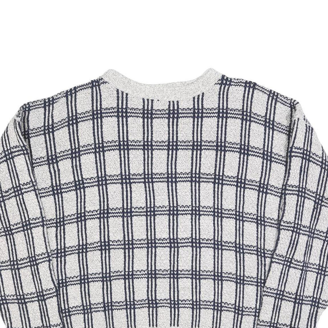 AMERICAN SPIRIT Womens Grey & Navy Patterned Cotton Blend Jumper Crew Neck L