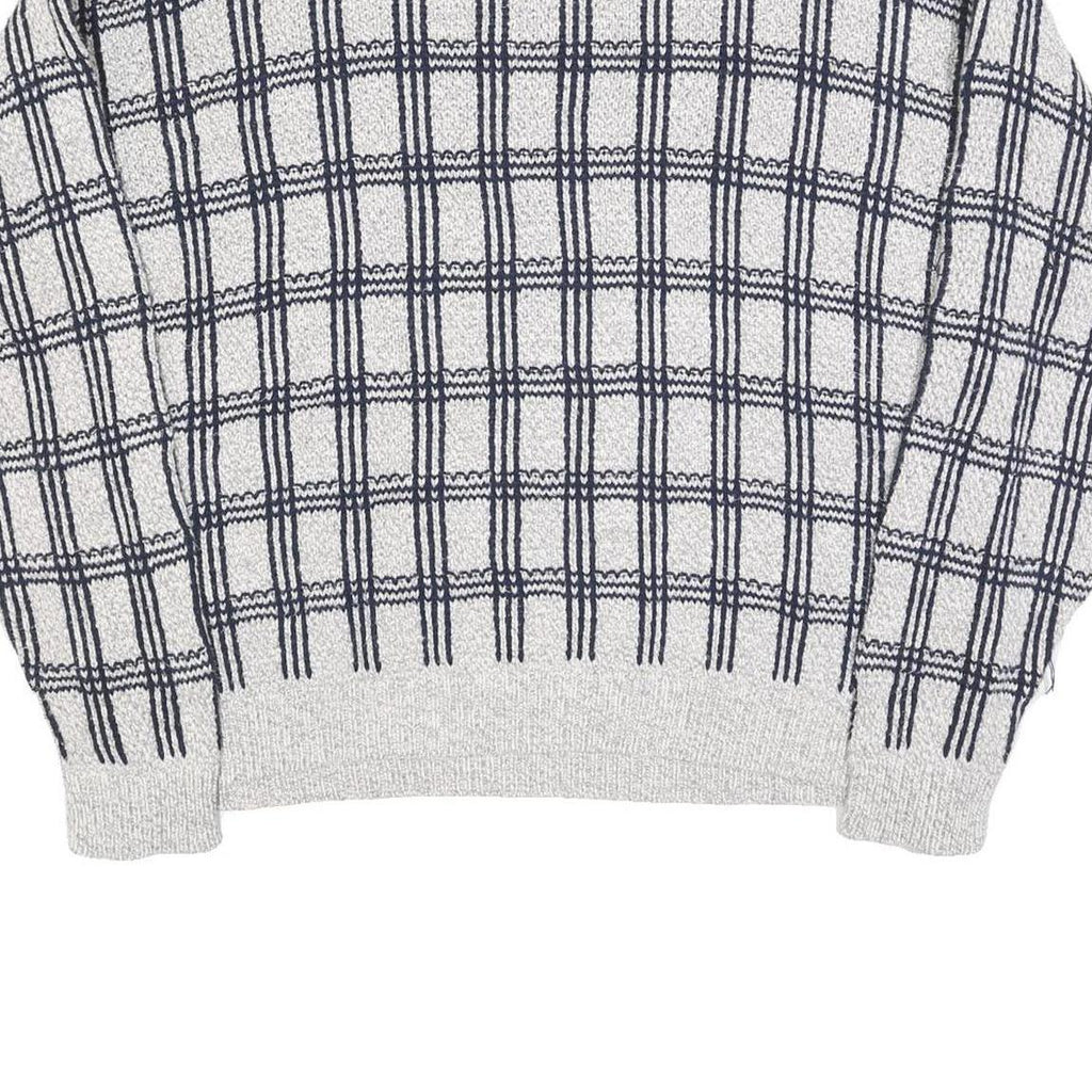 AMERICAN SPIRIT Womens Grey & Navy Patterned Cotton Blend Jumper Crew Neck L