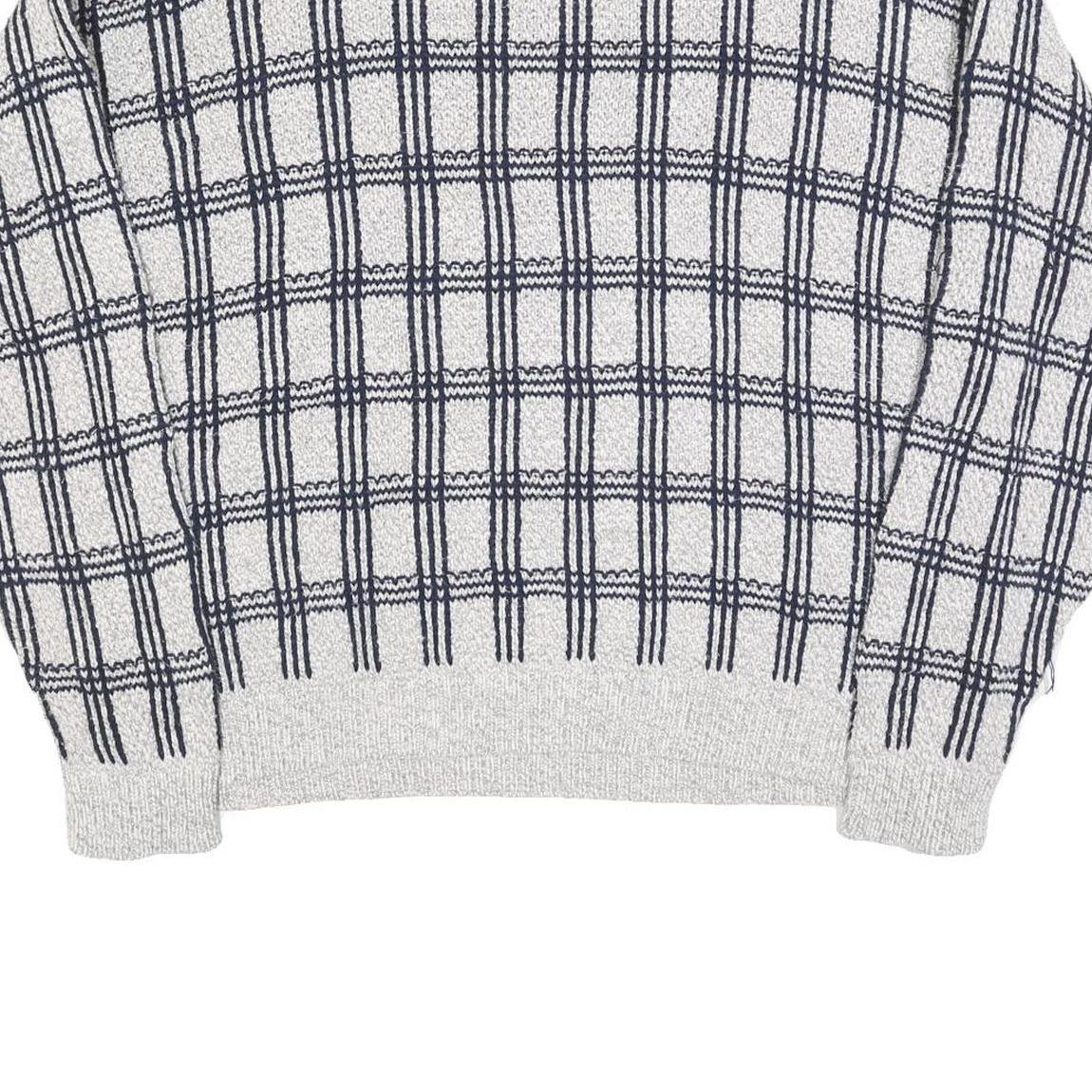 AMERICAN SPIRIT Womens Grey & Navy Patterned Cotton Blend Jumper Crew Neck L