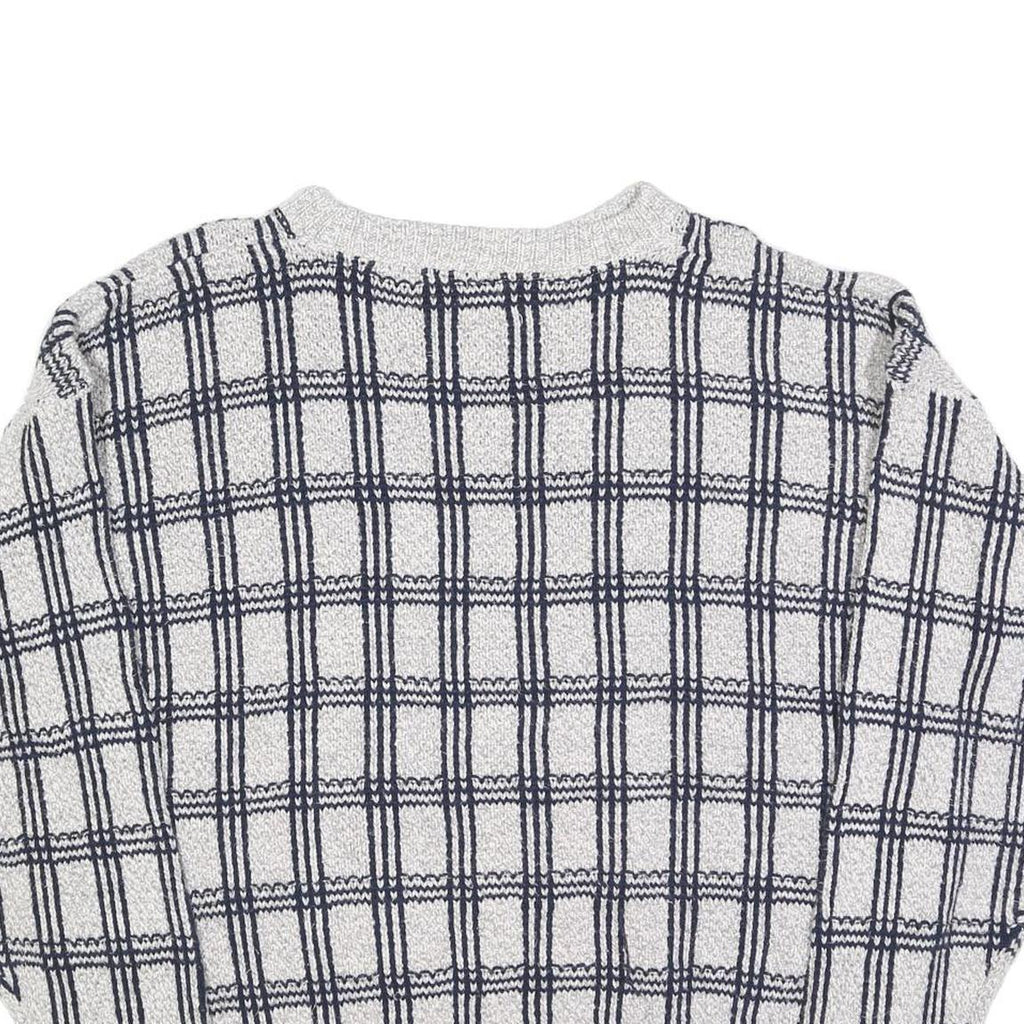 AMERICAN SPIRIT Womens Grey & Navy Patterned Cotton Blend Jumper Crew Neck L