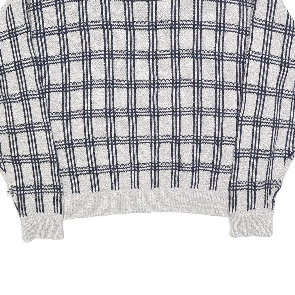 AMERICAN SPIRIT Womens Grey & Navy Patterned Cotton Blend Jumper Crew Neck L