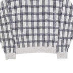 AMERICAN SPIRIT Womens Grey & Navy Patterned Cotton Blend Jumper Crew Neck L