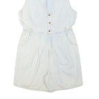 Womens White Playsuit V Neck Button Cotton Blend S Casual Summer Relaxed Fit