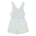 Womens White Playsuit V Neck Button Cotton Blend S Casual Summer Relaxed Fit