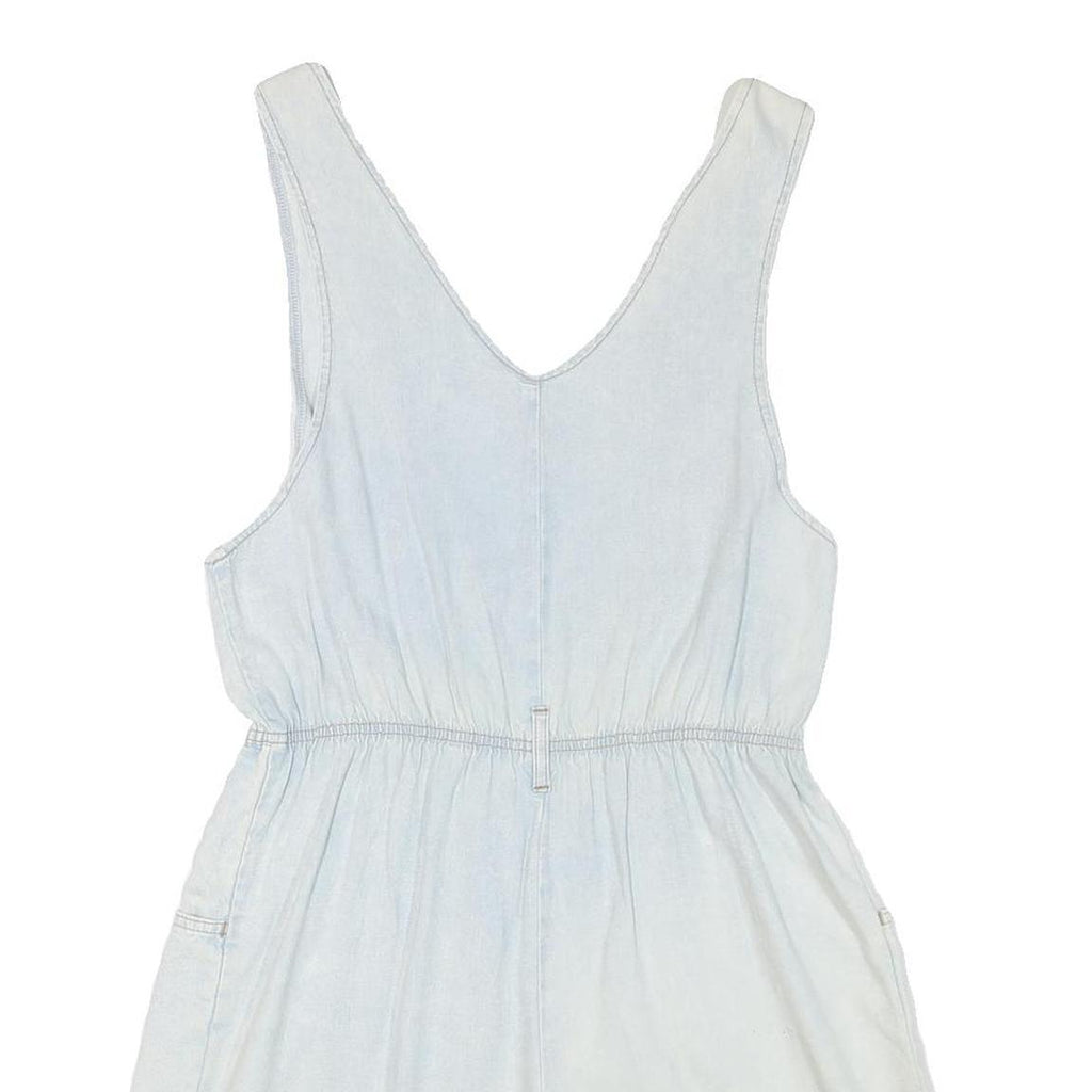 Womens White Playsuit V Neck Button Cotton Blend S Casual Summer Relaxed Fit