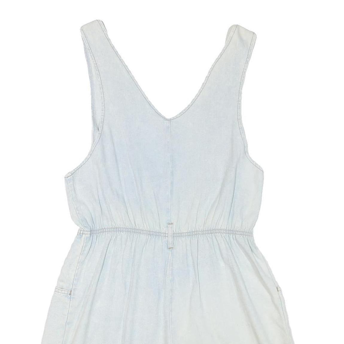 Womens White Playsuit V Neck Button Cotton Blend S Casual Summer Relaxed Fit