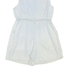 Womens White Playsuit V Neck Button Cotton Blend S Casual Summer Relaxed Fit