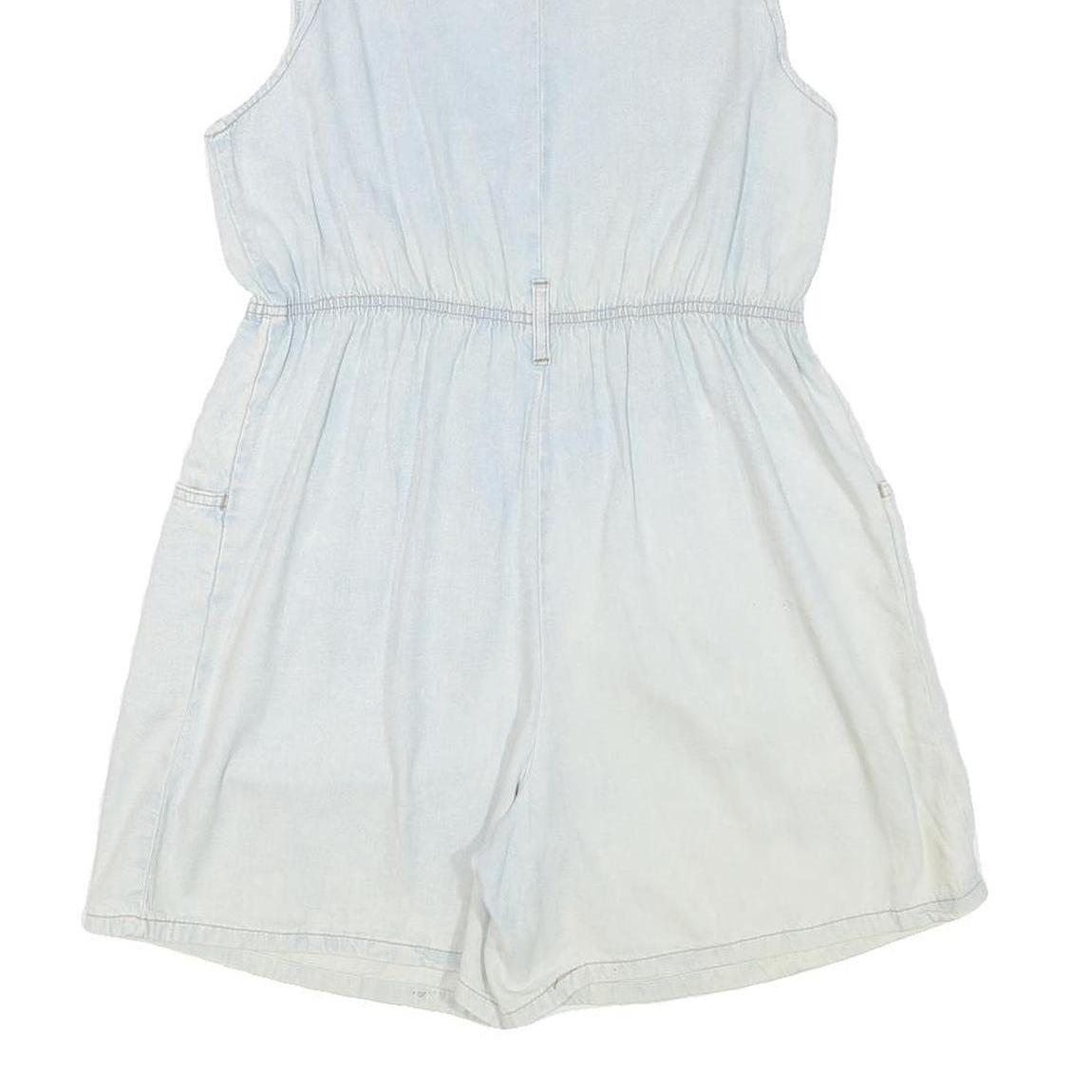 Womens White Playsuit V Neck Button Cotton Blend S Casual Summer Relaxed Fit