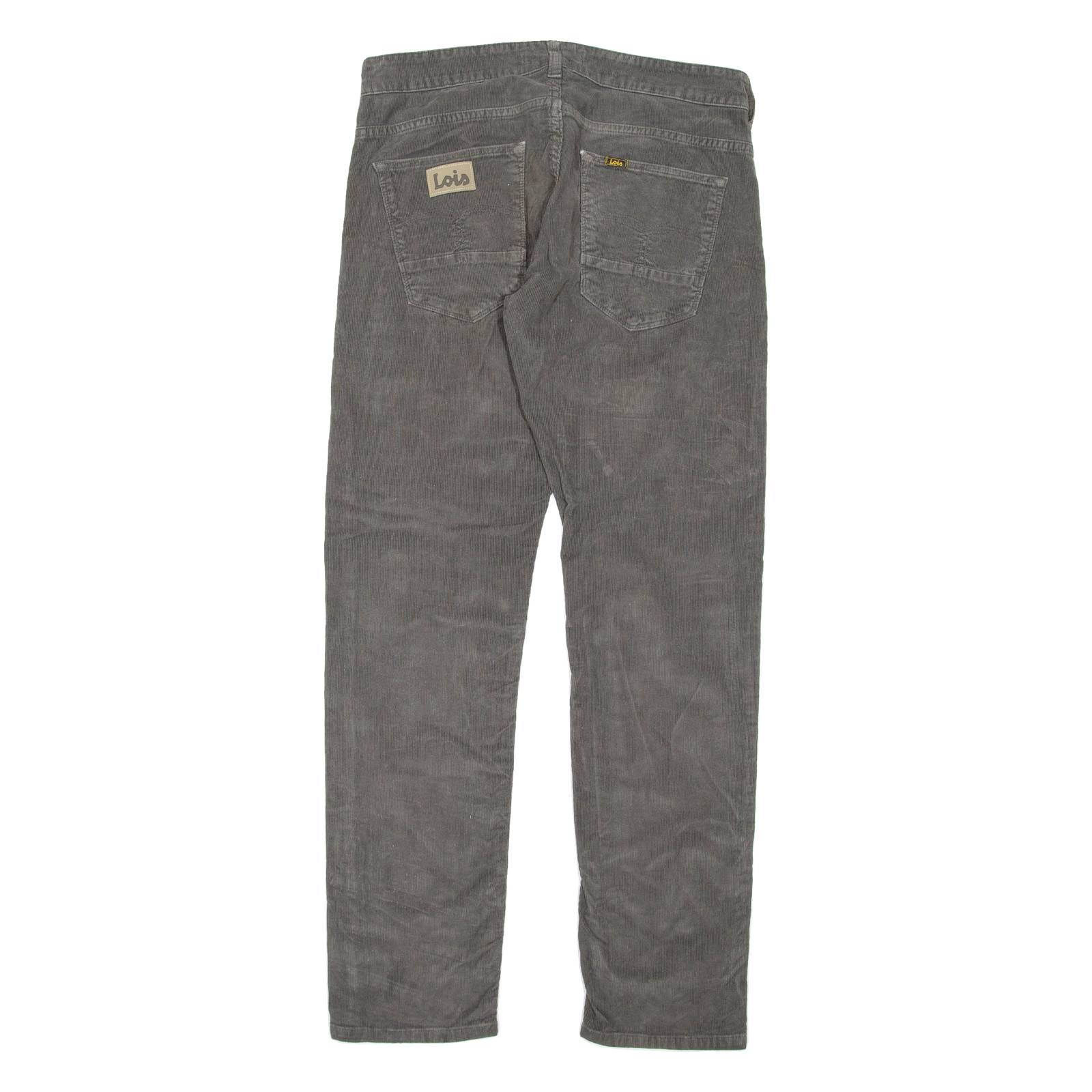 LOIS Womens Corduroy Trousers Grey Regular Straight W32 L32