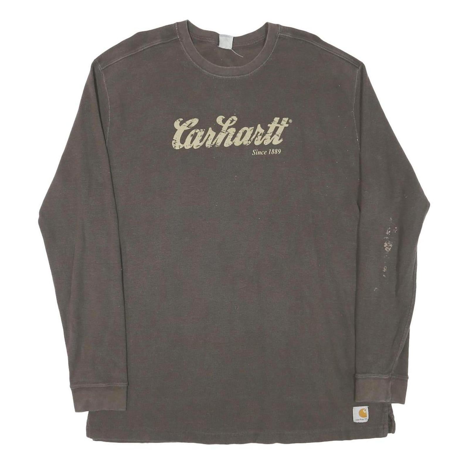 CARHARTT Mens Brown Graphic T-Shirt XL Long Sleeve Crew Neck Workwear