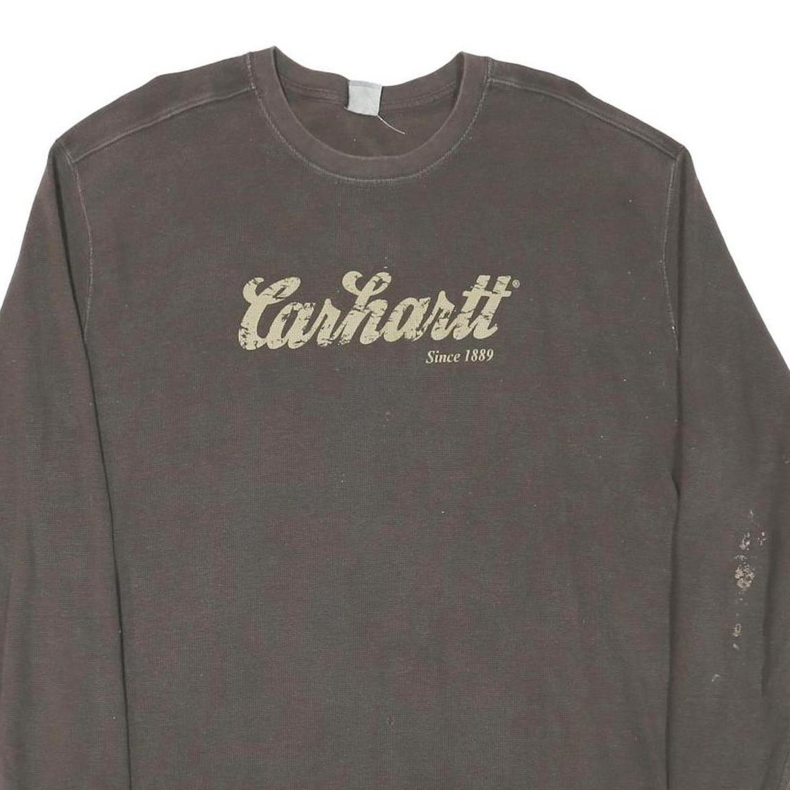 CARHARTT Mens Brown Graphic T-Shirt XL Long Sleeve Crew Neck Workwear
