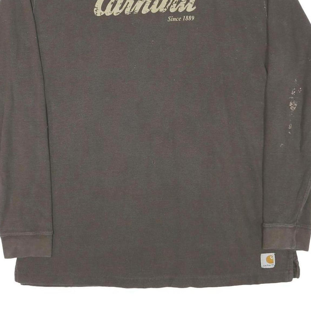CARHARTT Mens Brown Graphic T-Shirt XL Long Sleeve Crew Neck Workwear