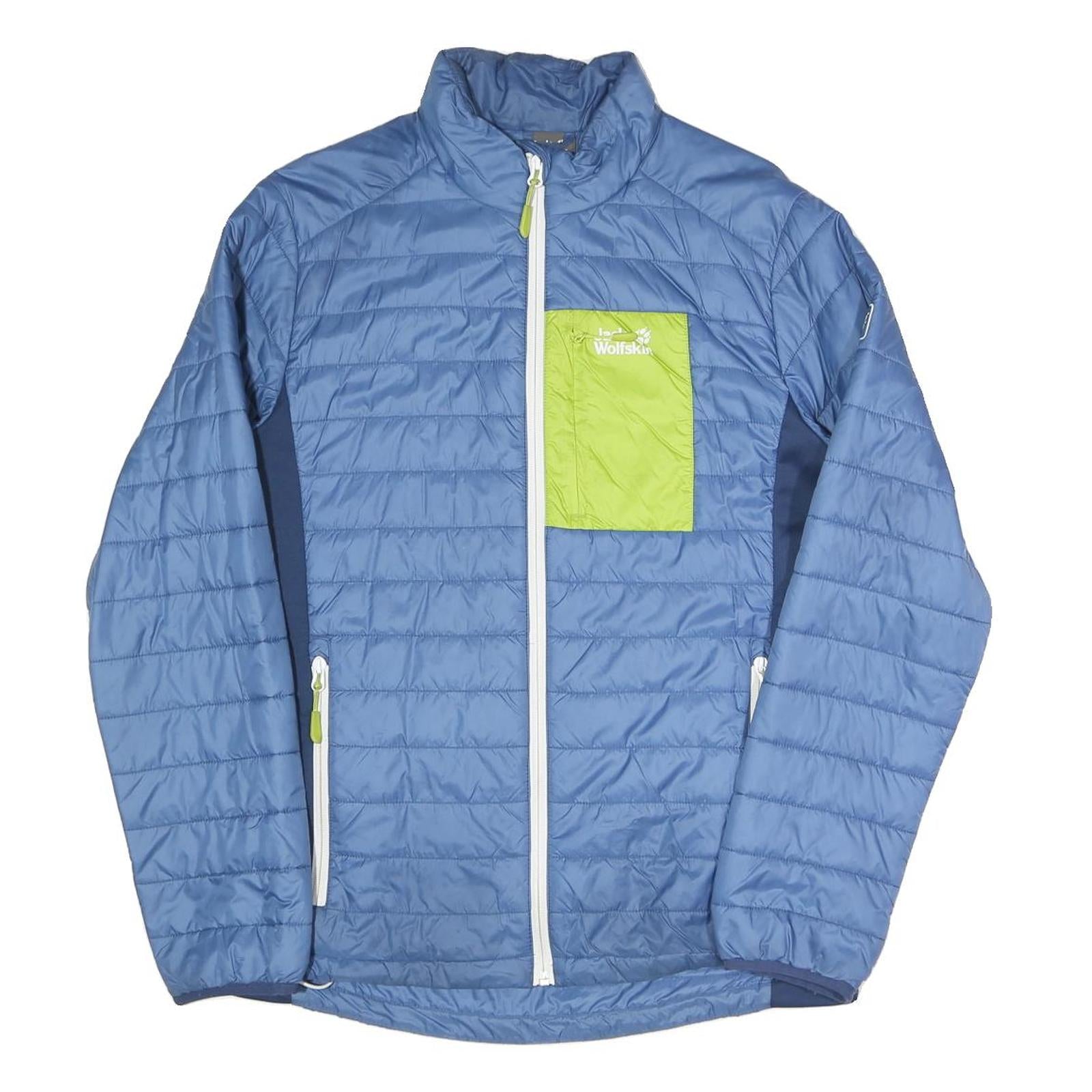 JACK WOLFSKIN Mens Blue & Lime Outdoor Jacket S Polyester Blend Quilted Zip