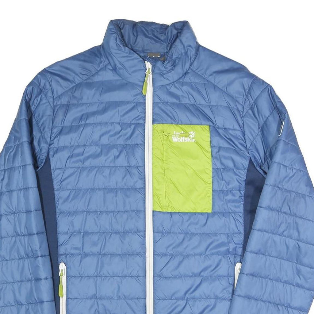 JACK WOLFSKIN Mens Blue & Lime Outdoor Jacket S Polyester Blend Quilted Zip