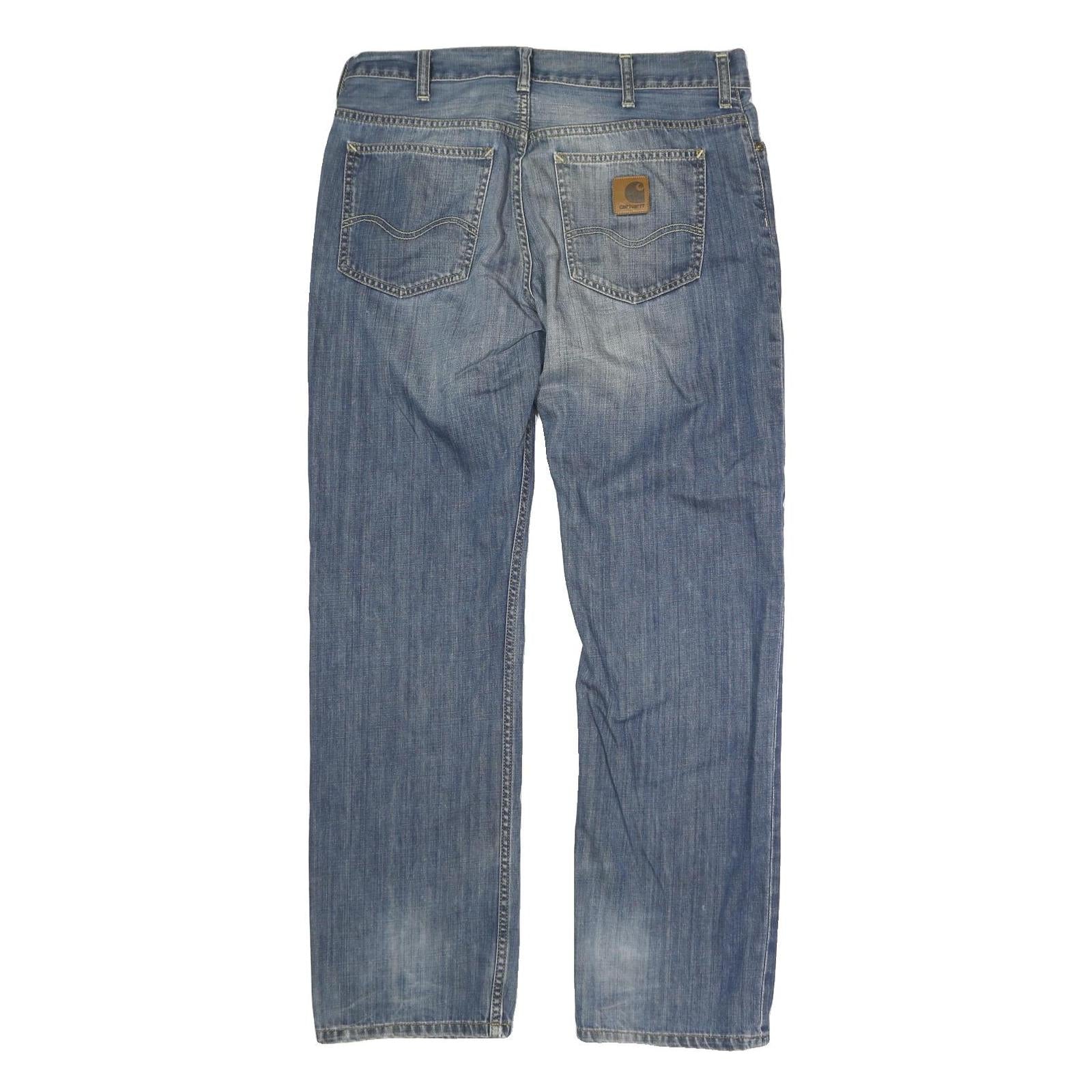 CARHARTT Mens Regular Fit Blue Denim Jeans W34 L30 Button Closure Casual