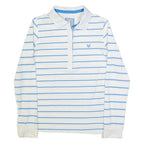 CREW CLOTHING Womens Polo Shirt White Striped Long Sleeve UK 12