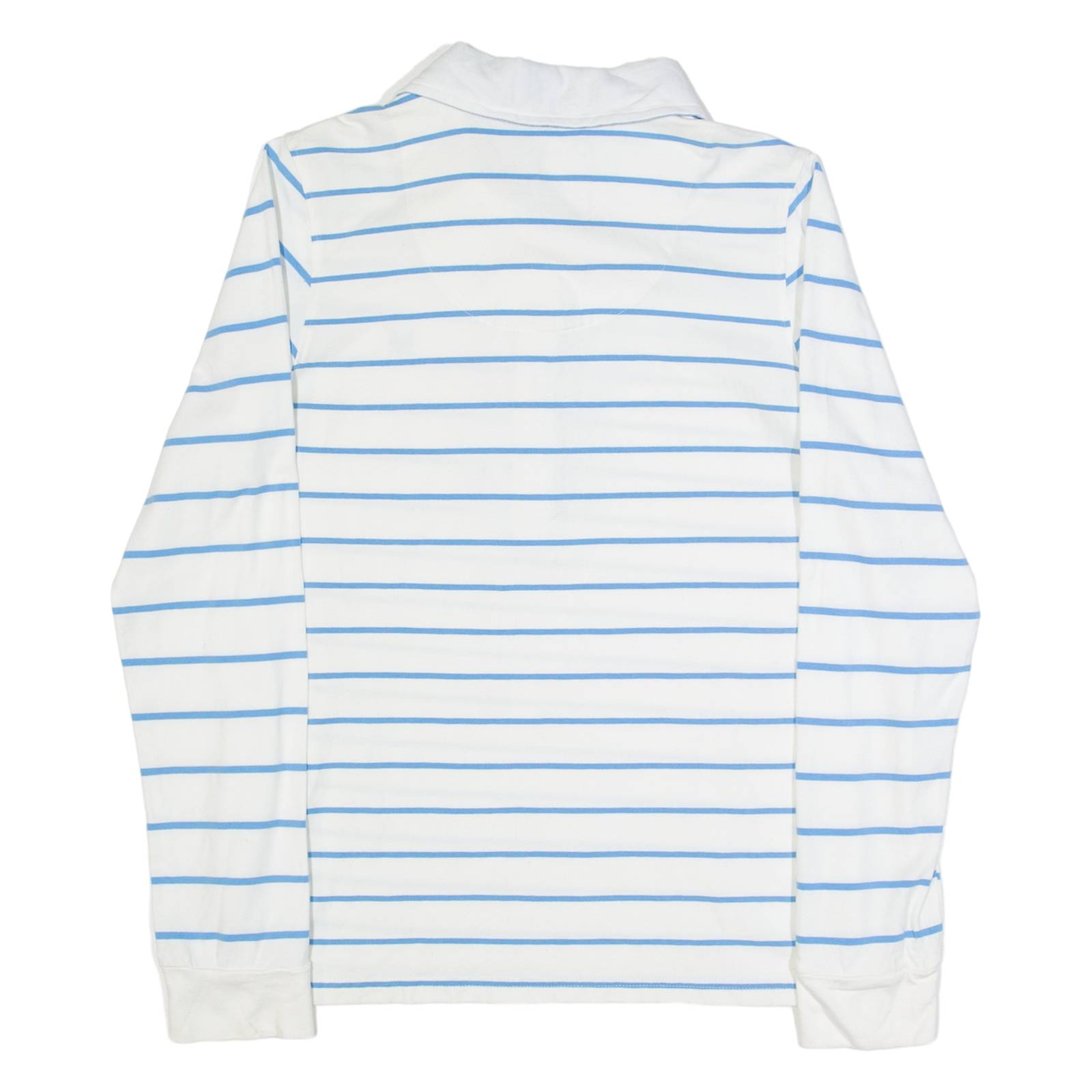 CREW CLOTHING Womens Polo Shirt White Striped Long Sleeve UK 12