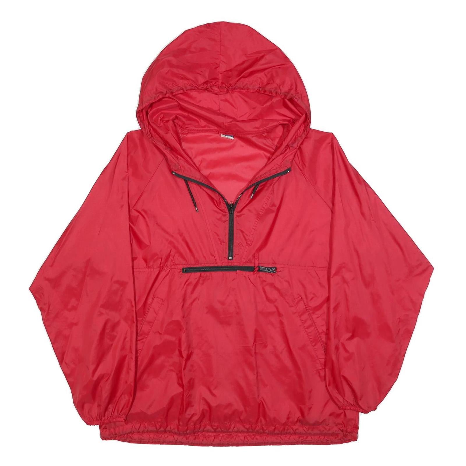 OLD NAVY Mens Red Hooded Windbreaker Jacket S Nylon Zip Plain Lightweight