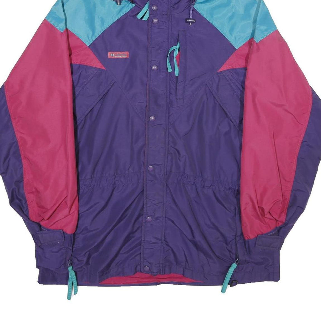 COLUMBIA Mens Purple & Pink Hooded Outdoor Nylon Jacket M Zip Colourblock