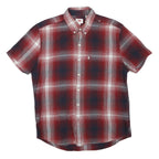 LEVI'S Mens Red & Blue Check Shirt L Cotton Blend Button Collar Summer Style