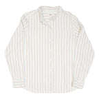 LEVI'S Womens White & Beige Stripe Shirt L Classic Collar Long Sleeve Cotton