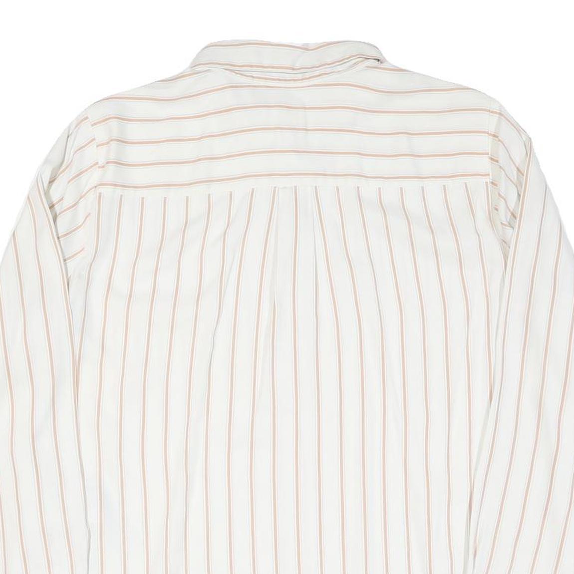 LEVI'S Womens White & Beige Stripe Shirt L Classic Collar Long Sleeve Cotton