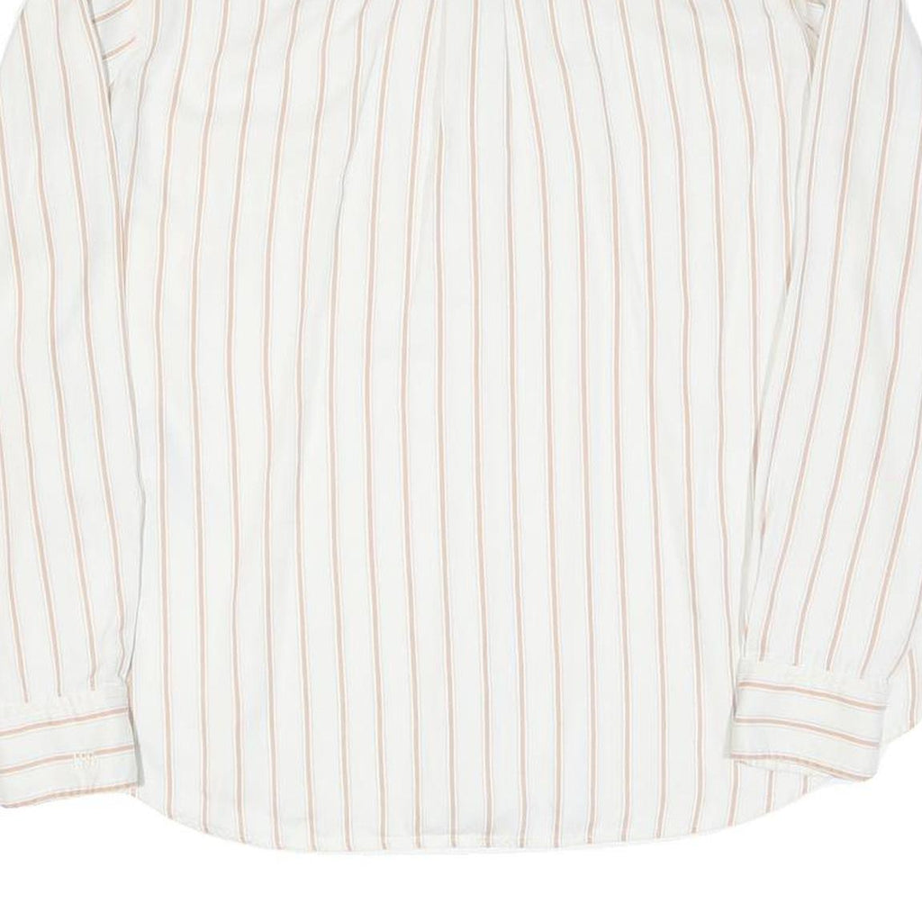 LEVI'S Womens White & Beige Stripe Shirt L Classic Collar Long Sleeve Cotton