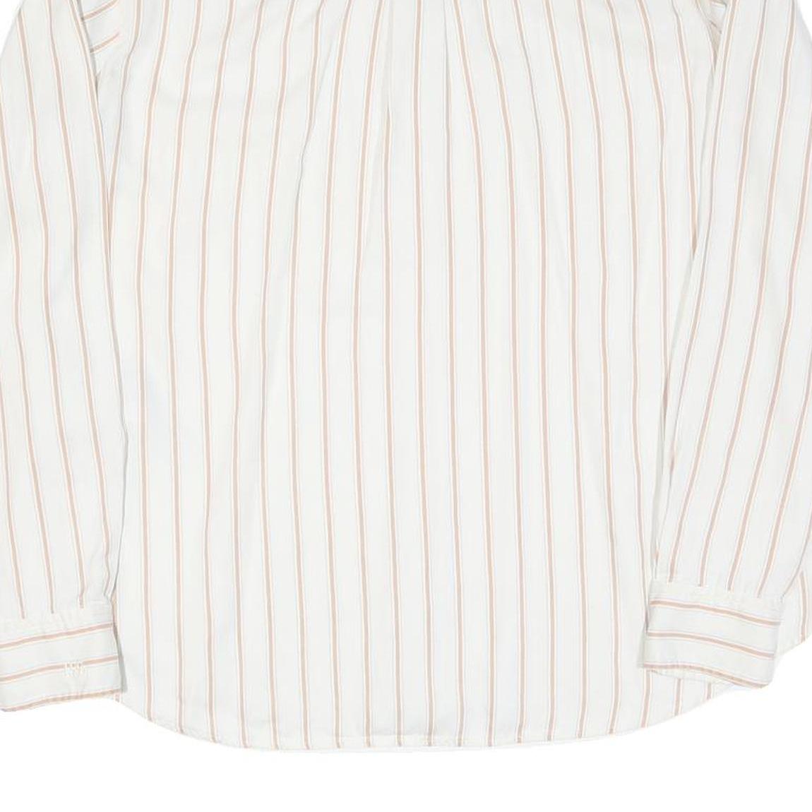 LEVI'S Womens White & Beige Stripe Shirt L Classic Collar Long Sleeve Cotton