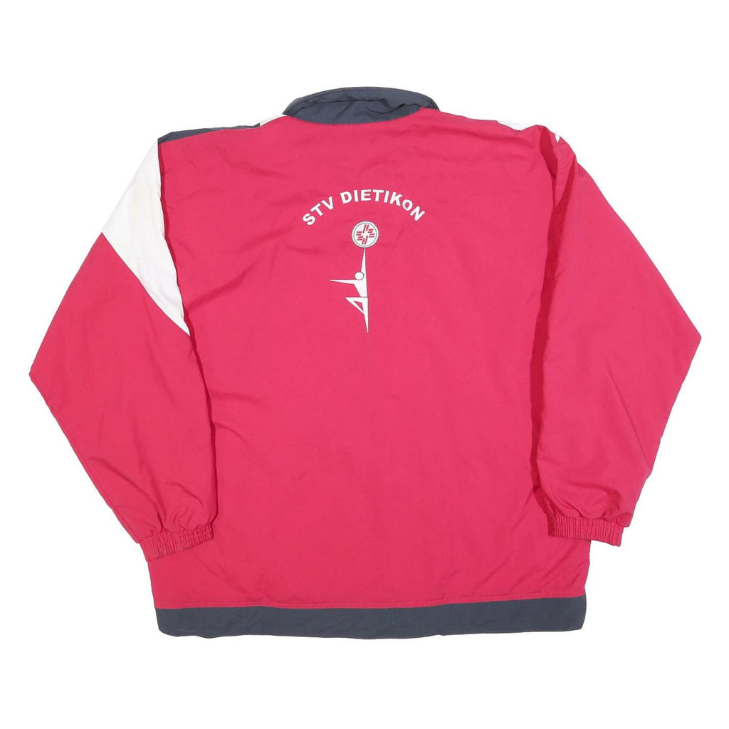 MARKA SPORT Mens Red & Navy Zip Jacket L Polyester Blend Wave Pattern Sportswear