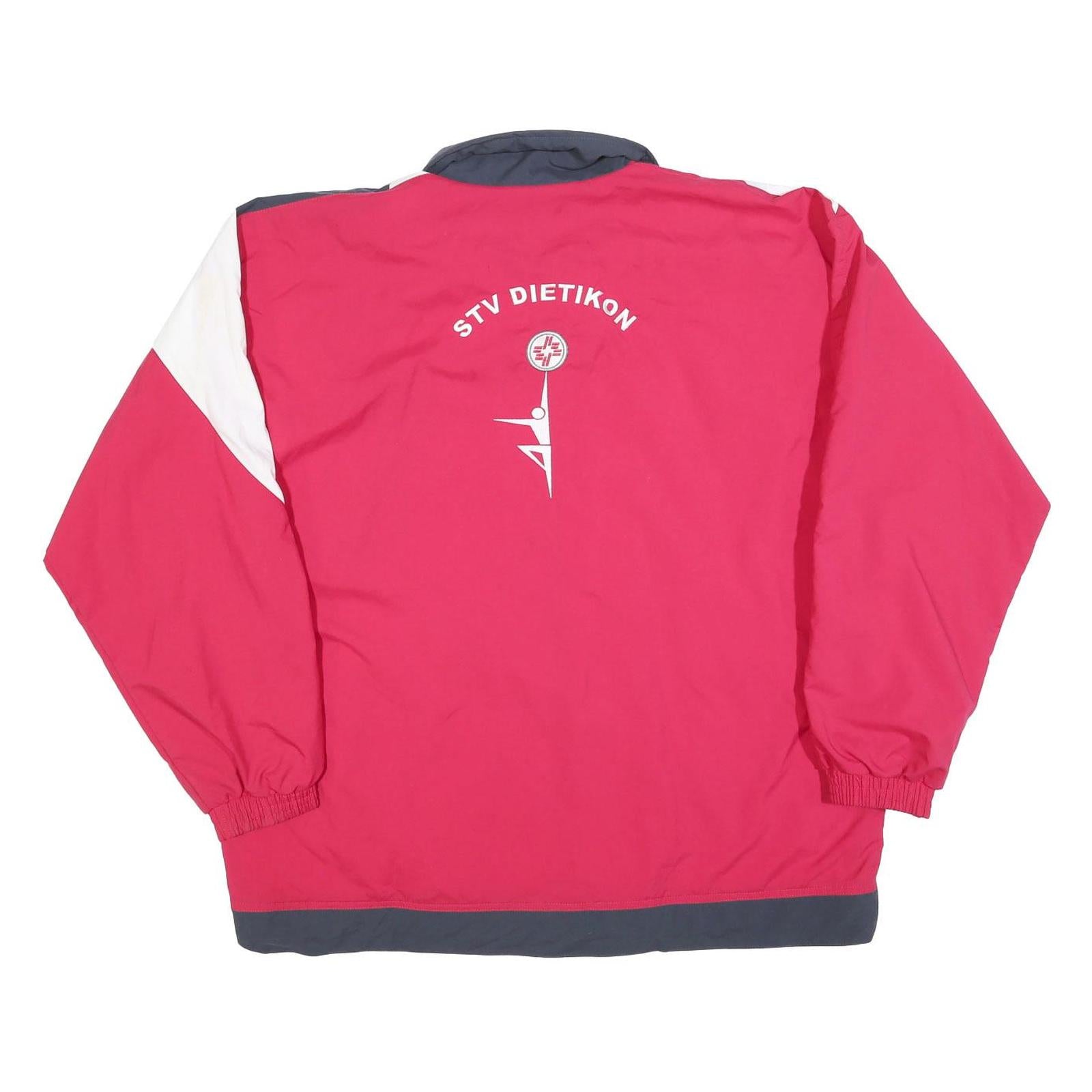 MARKA SPORT Mens Red & Navy Zip Jacket L Polyester Blend Wave Pattern Sportswear