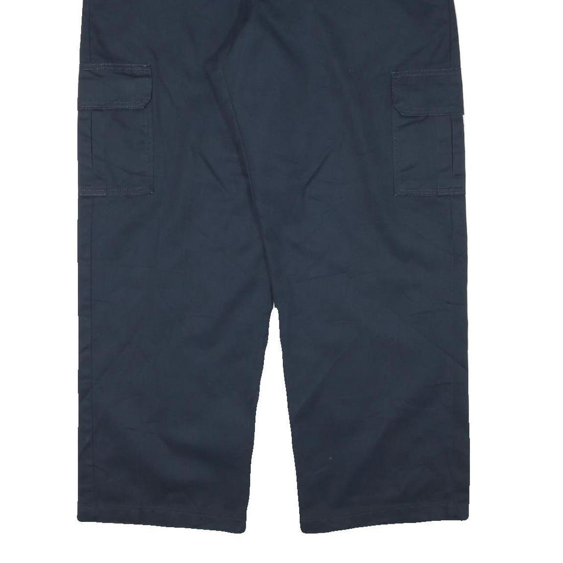 DICKIES Mens Relaxed Navy Cotton Blend Trousers W39 L29 Cargo Workwear Zip
