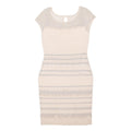 Womens Beige & Silver Bodycon Elastane Dress Cap Sleeve Knee Length Size L