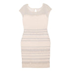 Womens Beige & Silver Bodycon Elastane Dress Cap Sleeve Knee Length Size L
