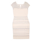 Womens Beige & Silver Bodycon Elastane Dress Cap Sleeve Knee Length Size L