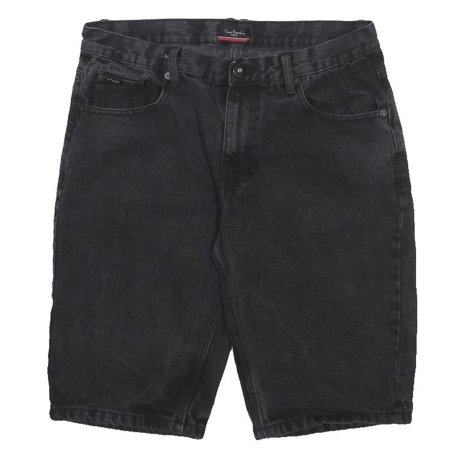 PIERRE CARDIN Mens Black Cotton Denim Casual Shorts M W32