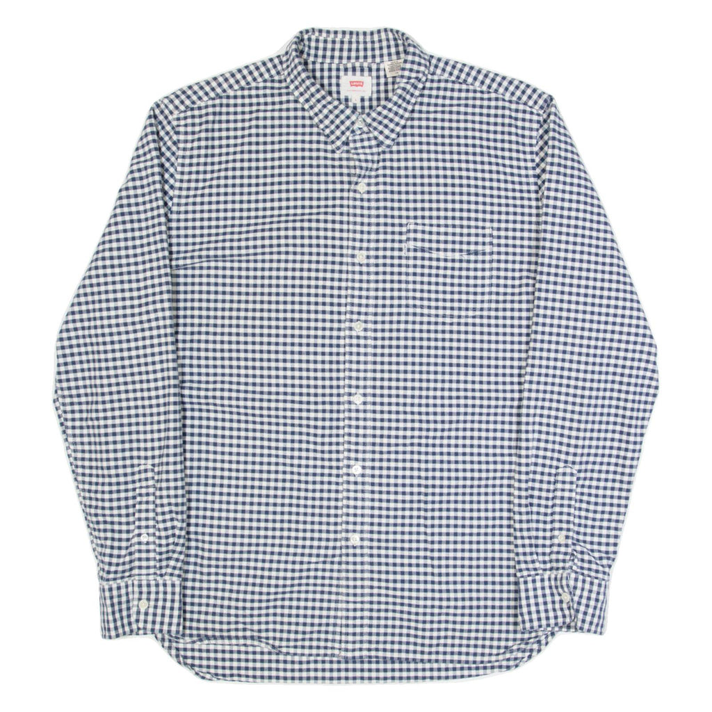 LEVI'S Mens Shirt Blue Check Long Sleeve L