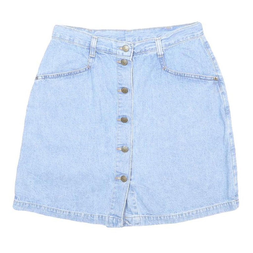 VIVALDI Womens Blue Denim Mini Cotton Skort Button Front Casual Summer Style M