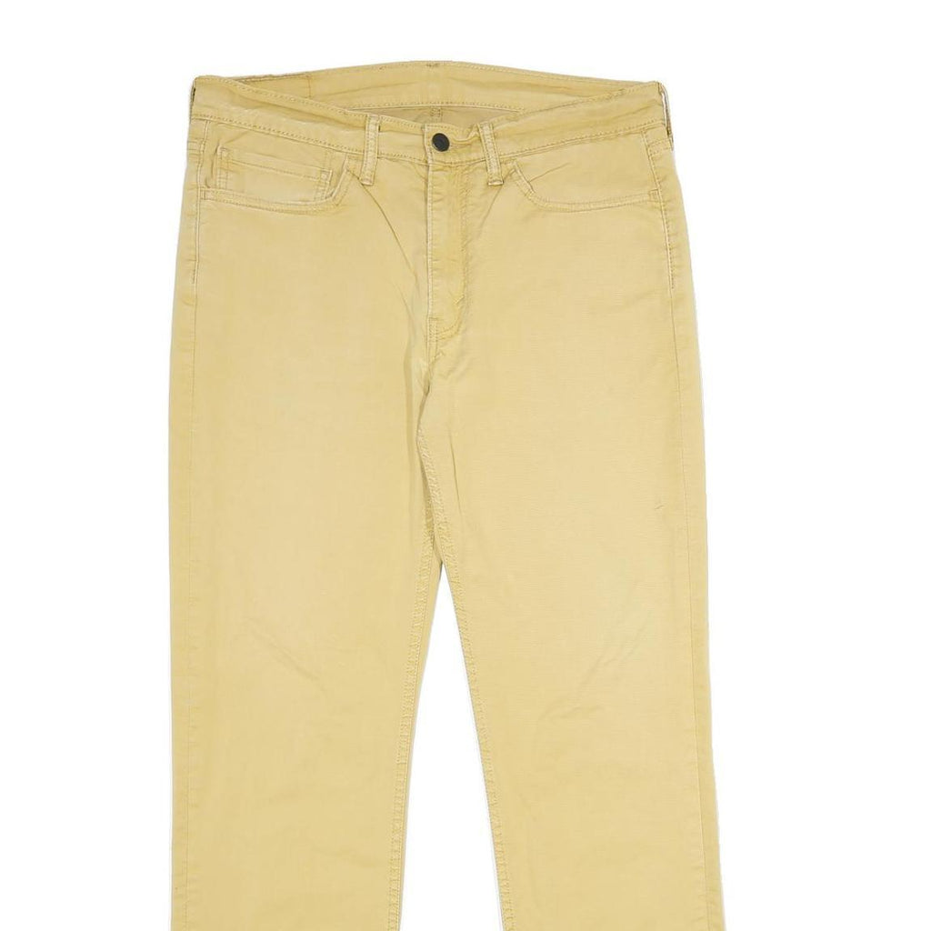 LEVI'S Mens Cotton Blend Beige Classic Straight Trousers W34 L32 Casual Zip