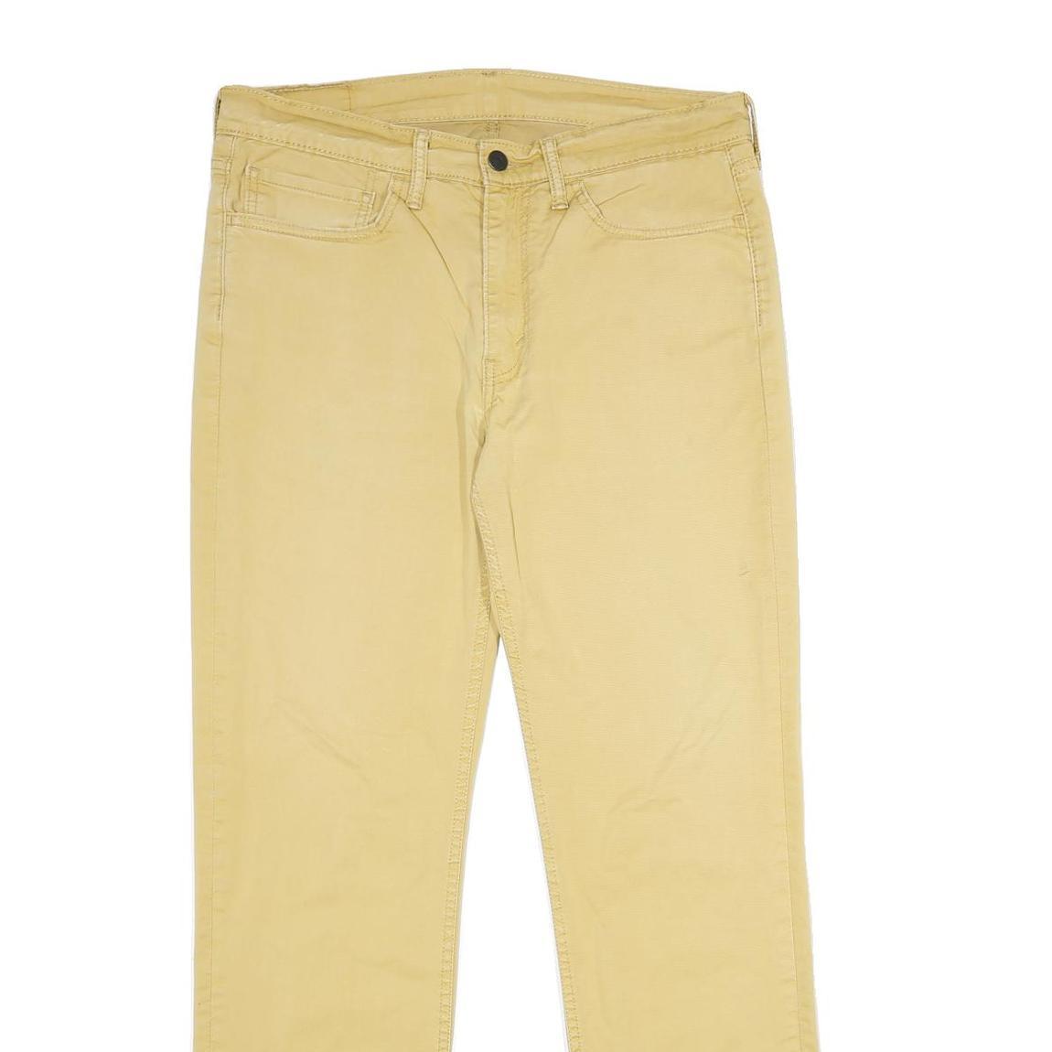 LEVI'S Mens Cotton Blend Beige Classic Straight Trousers W34 L32 Casual Zip