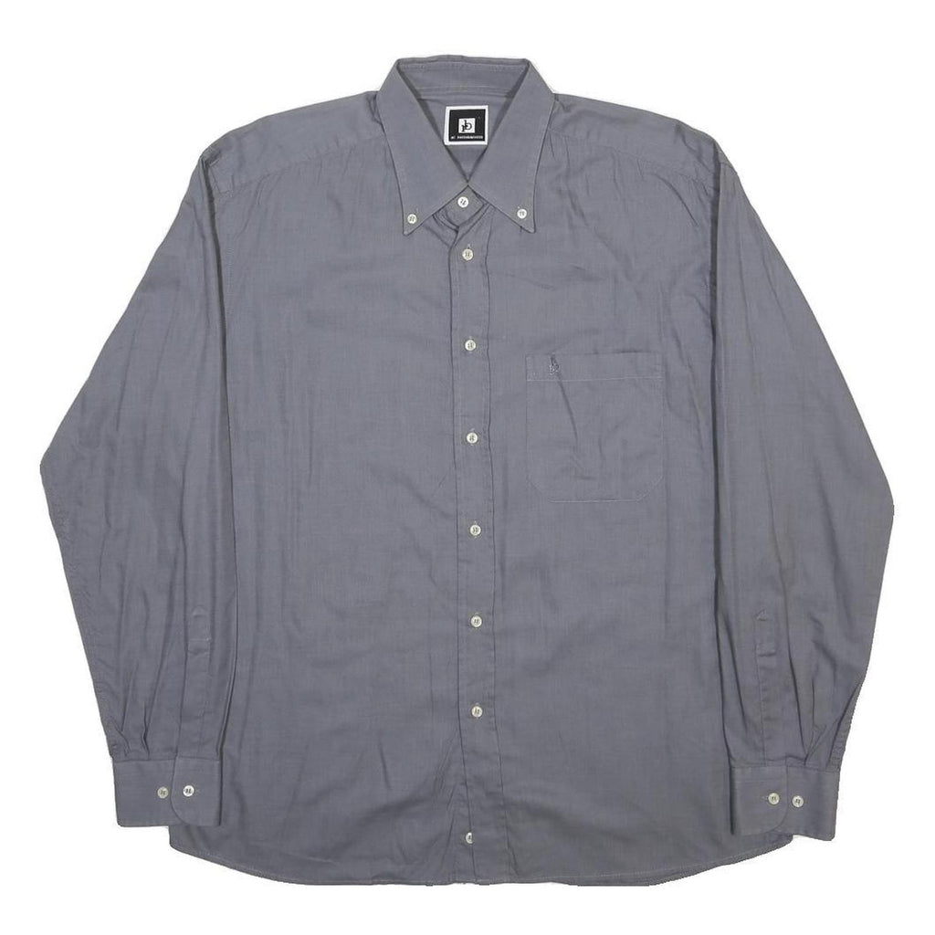 ROCCOBAROCCO Mens Grey Cotton Blend Shirt L Button-Down Collar Long Sleeve