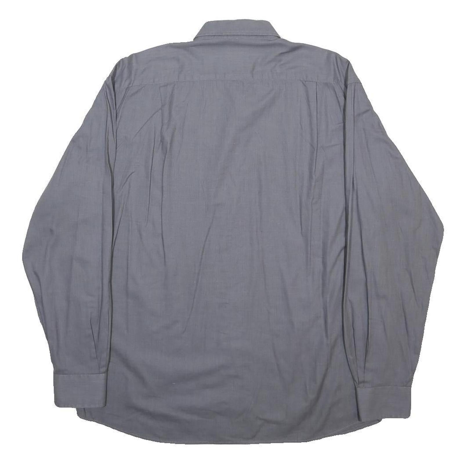 ROCCOBAROCCO Mens Grey Cotton Blend Shirt L Button-Down Collar Long Sleeve
