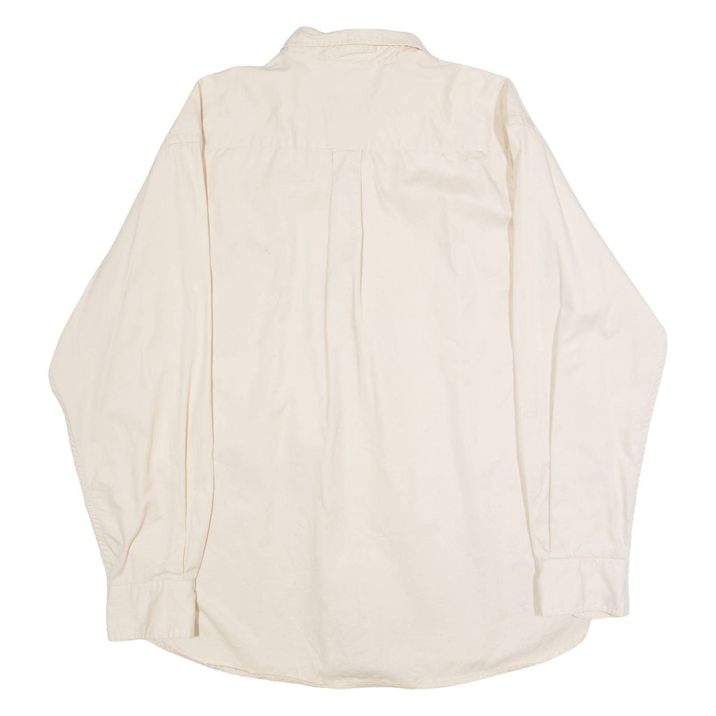 DOCKERS Mens Plain Shirt Beige 90s Long Sleeve XL