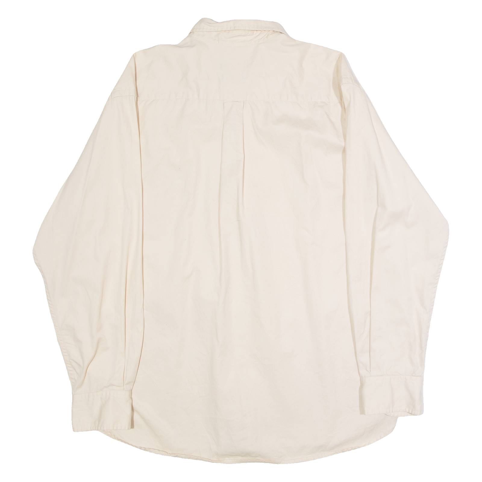 DOCKERS Mens Plain Shirt Beige 90s Long Sleeve XL
