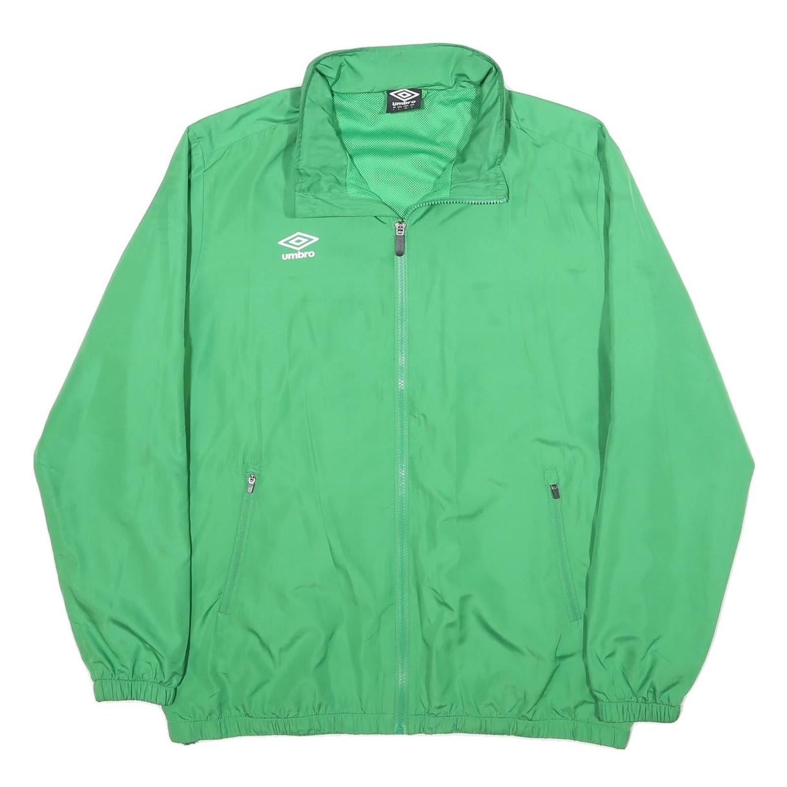 UMBRO Mens Green Jacket L Polyester Plain Zip Sportswear Casual Lightweight