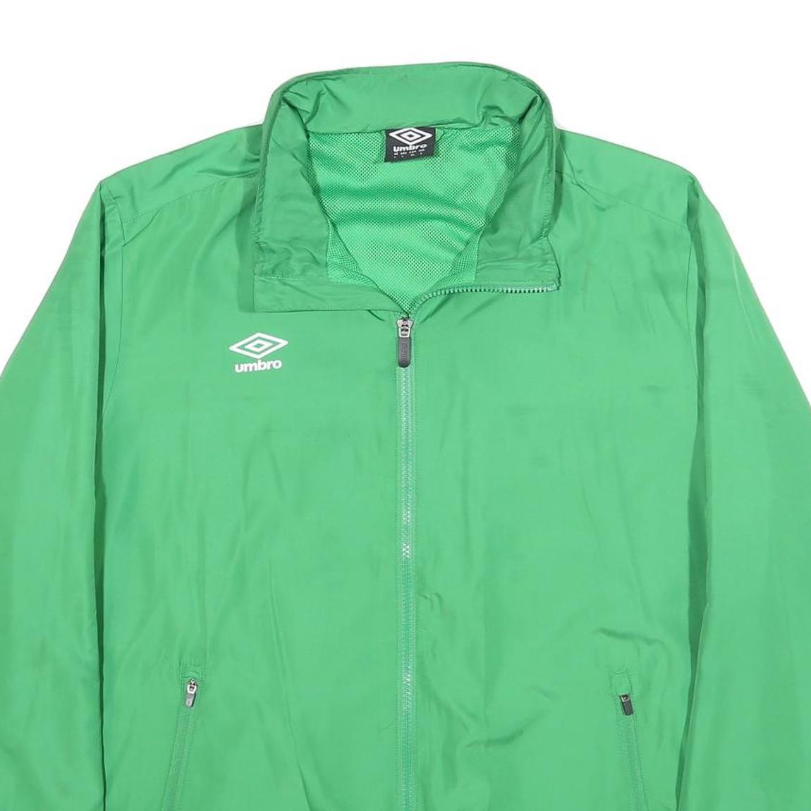 UMBRO Mens Green Jacket L Polyester Plain Zip Sportswear Casual Lightweight