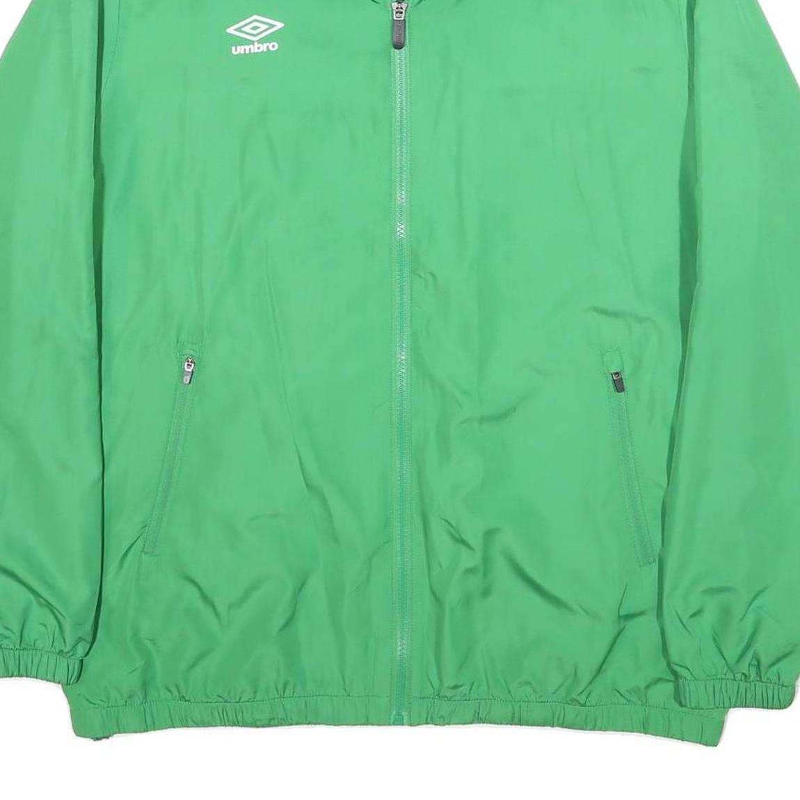 UMBRO Mens Green Jacket L Polyester Plain Zip Sportswear Casual Lightweight